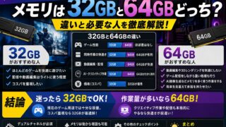 ゲーミングPCのメモリは32GBと64GBどっち？違いと必要な人を解説